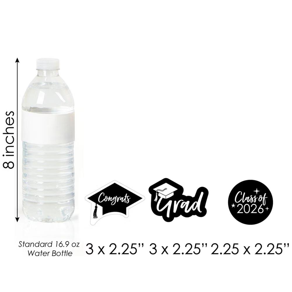 Black and White 2026 Graduation Party - Dessert Cupcake Toppers - Clear Treat Picks - Set of 24 - Image 4