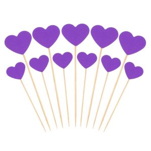 Wedding Engagement Birthday Decoration Heart Shape Cupcake Toppers Picks 50 Pcs