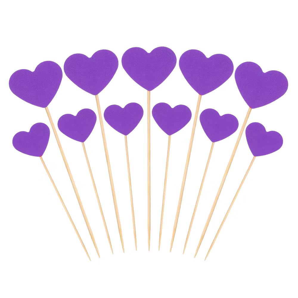 Wedding Engagement Birthday Decoration Heart Shape Cupcake Toppers Picks 50 Pcs