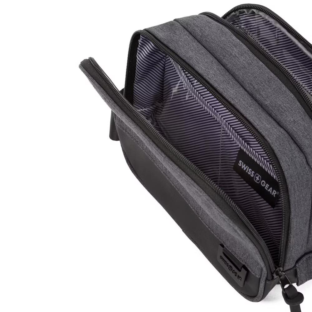 Heather Gray Toiletry Bag: Solid Pattern, Storage, 6.69" Height - Image 3