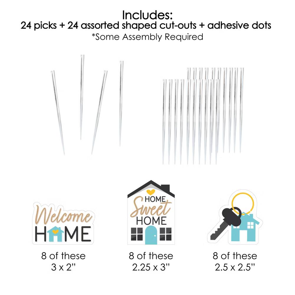 Welcome Home Housewarming - Dessert Cupcake Toppers - New Sweet Home Clear Treat Picks - Set of 24 - Image 5
