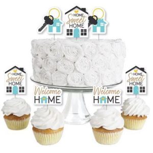 Welcome Home Housewarming - Dessert Cupcake Toppers - New Sweet Home Clear Treat Picks - Set of 24