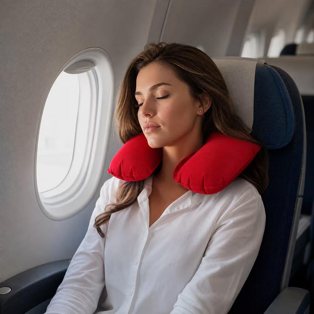 Comfortable Inflatable Travel Pillow with Eye Mask Earplugs 1 Set - Image 26