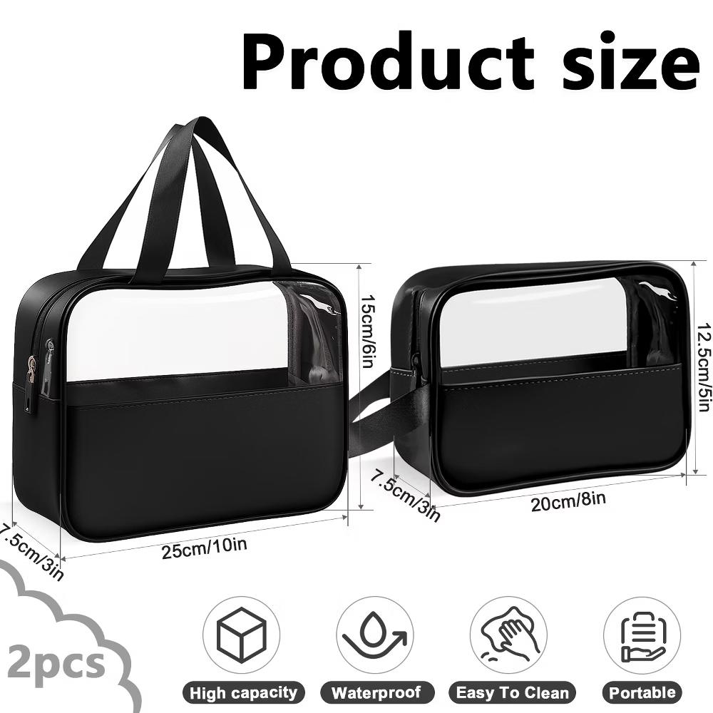 Mber TSA Approved Toiletry Bag Travel, Clear Makeup Bag Organizer, Clear Toiletry Bag Set, Clear Zipper Pouches Quart Size Travel Cosmetic Bags, Black - Image 4