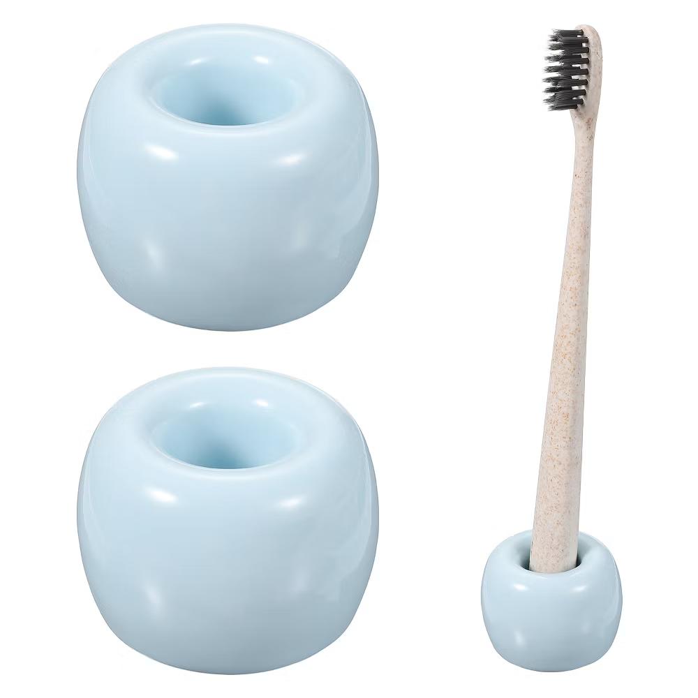 Mini Ceramics Toothbrush Holder Stands 2 Pcs - Image 8