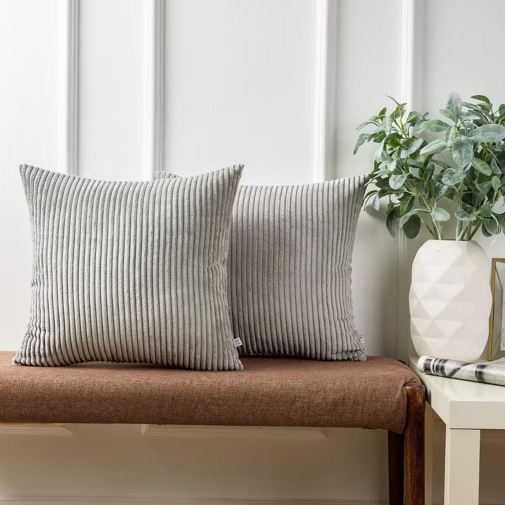 Phantoscope Solid Color Corduroy Pillow Covers Set of 2 Plush Velvet & Soft Accent - Image 4