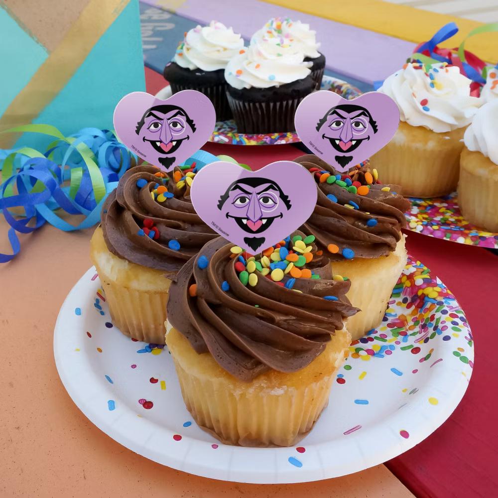 Count Face Cupcake Picks Toppers Decoration Set of 6 - Image 4