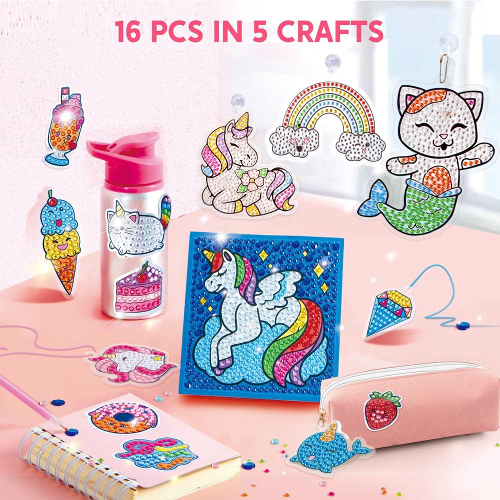 16 Pcs Gem Art Kit for Kids - 2 Styles, Diamond Painting Craft with 5D Gem, Arts & Crafts DIY Kit, Birthday Christmas Gift for Girls Ages 6-12 - Image 7