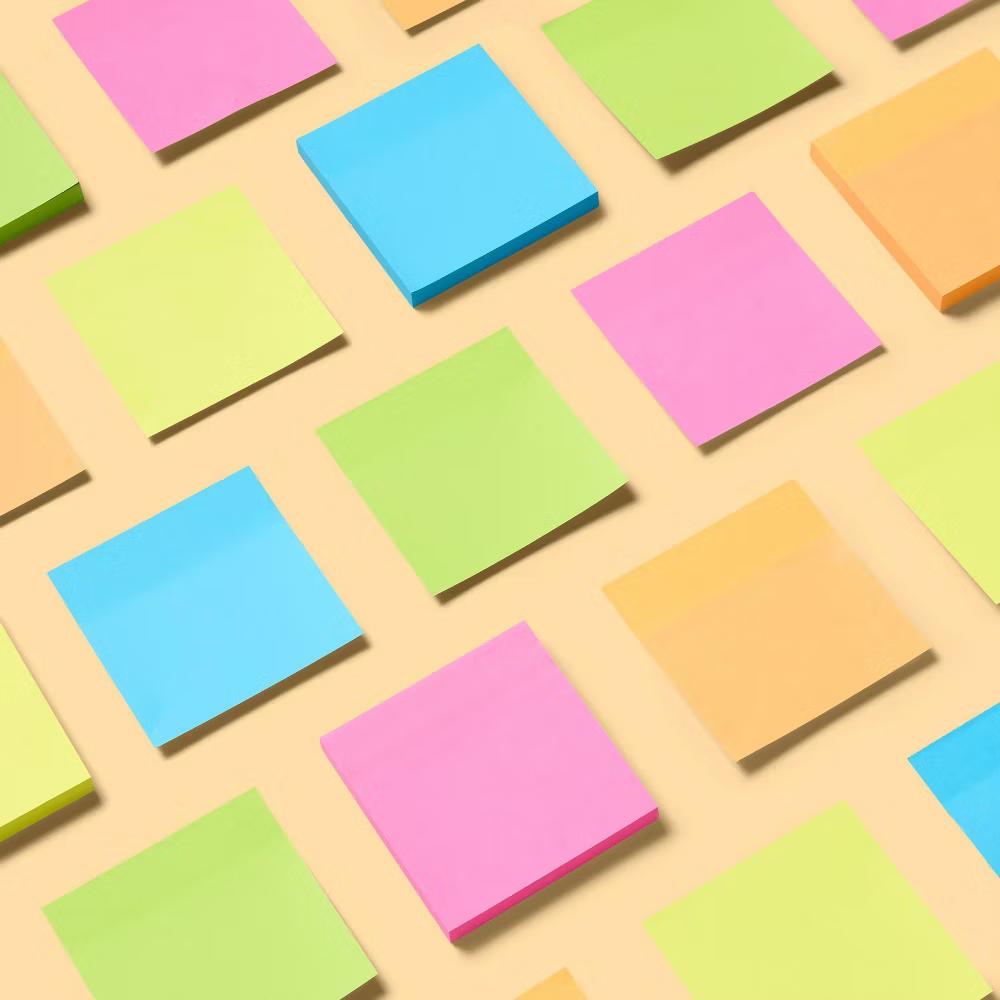 Sticky Notes 10pk 100ct per Pack - 3x3 Inch Multicolor, Uncoated Paper, Office Supplies, Glue Binding - Image 3