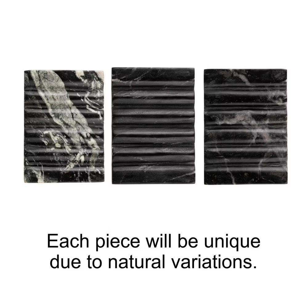 Storied Home Mélange Marble Soap Dish, Black and Beige - Image 9