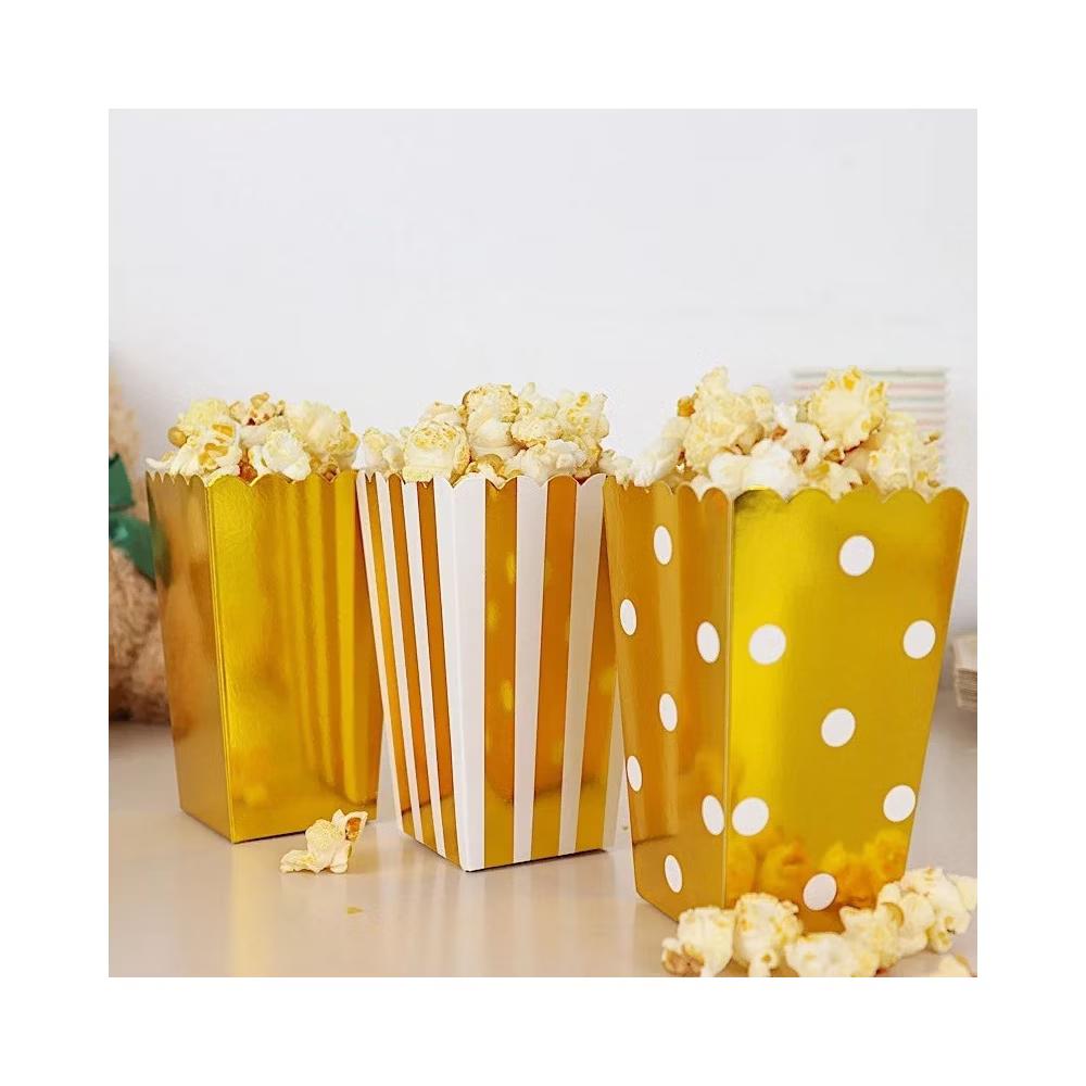 Home Collection 36-Pack White Gold 5" Cardboard Popcorn Style Party Favor Boxes - Image 2