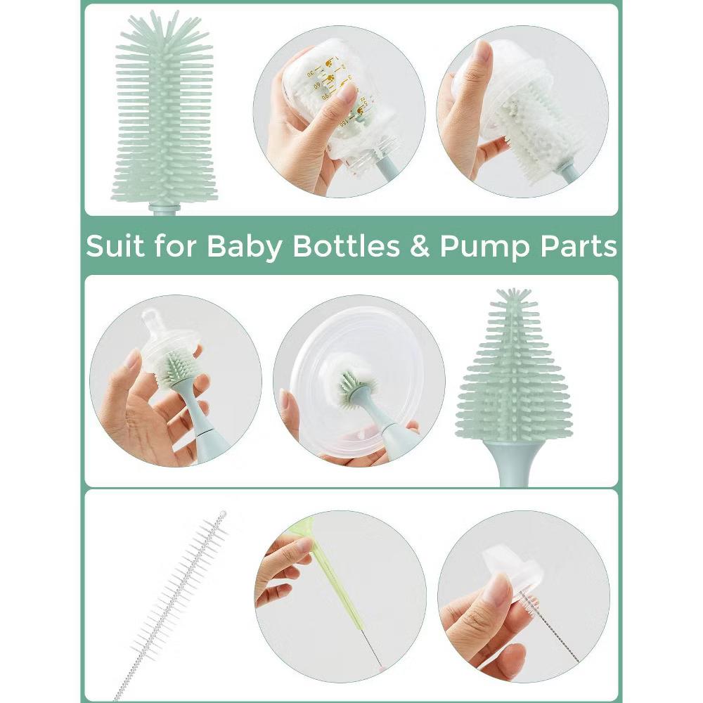 Momcozy Innovative Push-Press Design Bottle Brush Kit - 7ct: Plastic Scrub Cleaning Set for Household Use - Image 5