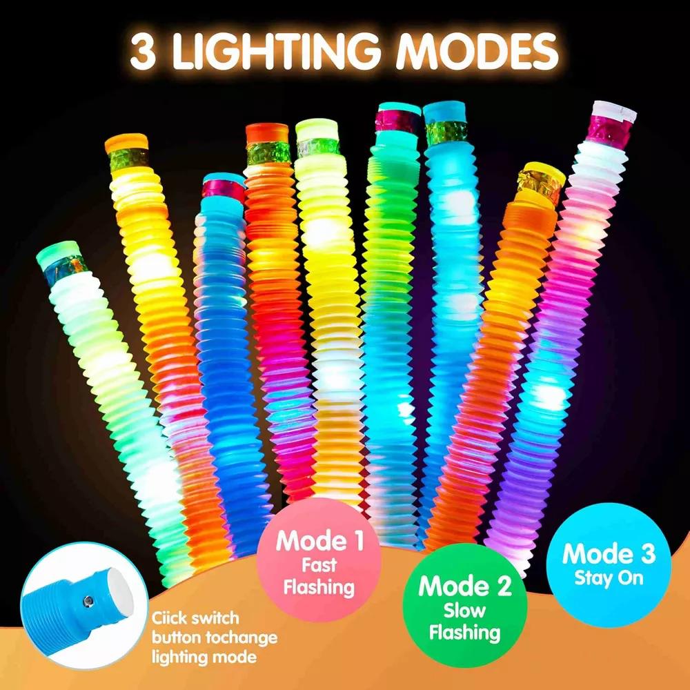 9Pcs Glow Pop Tubes Party Favors, Glow Sticks Light Up Necklaces Bracelets for Kids, Birthday Gifts, Classroom Goodie Bags, Treasure Box Toys - Image 5
