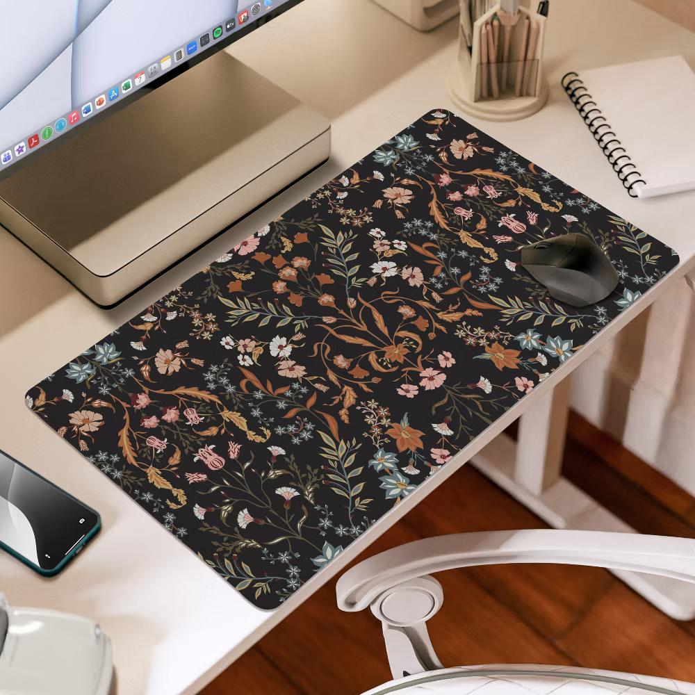 Sweet Jojo Designs Girl Large Mouse Pad Desk Mat Boho Floral Wildflower Black and Orange - Image 3