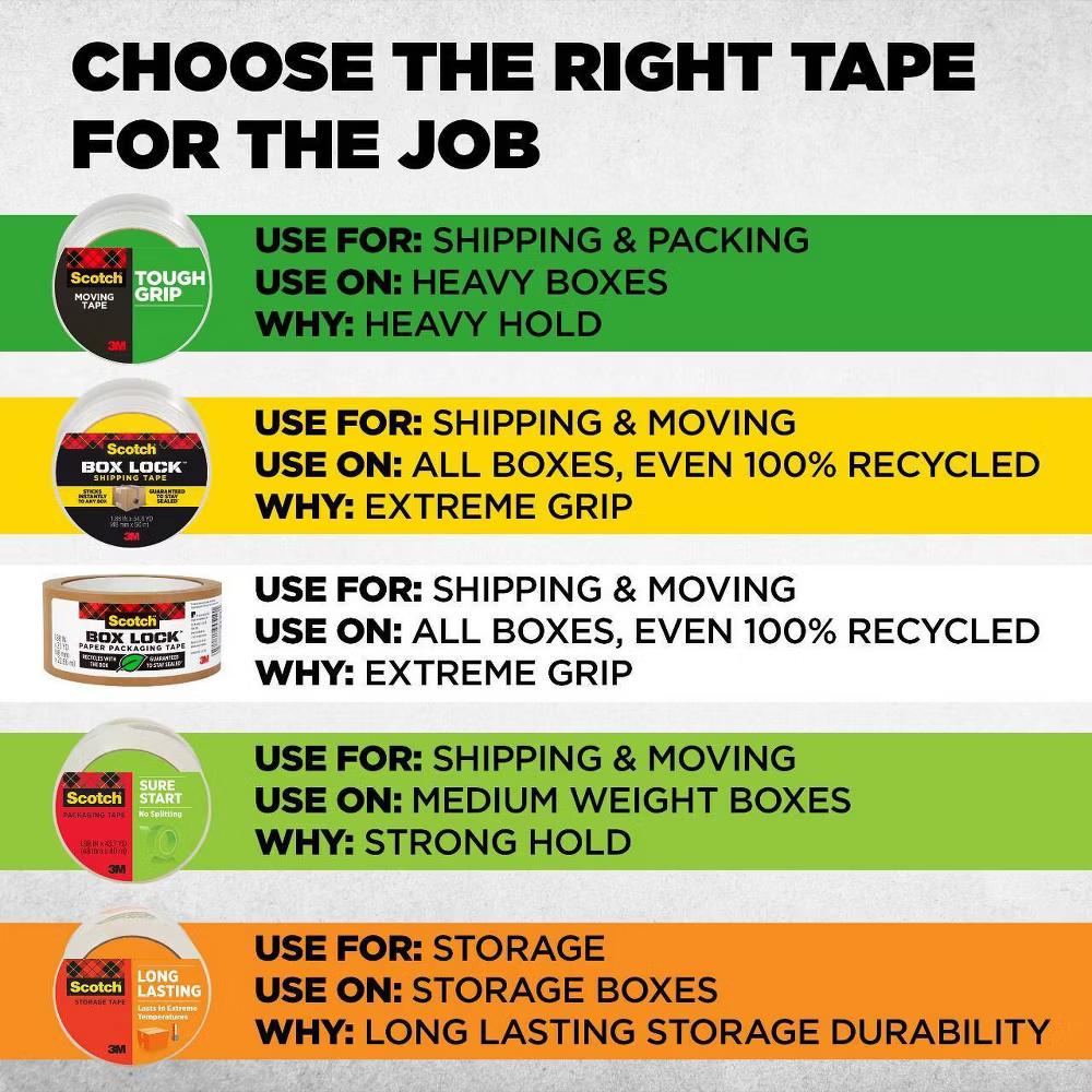 2ct Tough Grip Moving Tape with Dispenser: Clear Packing Tape for Moving Supplies & Boxes, 1.88" 1375" - Image 9