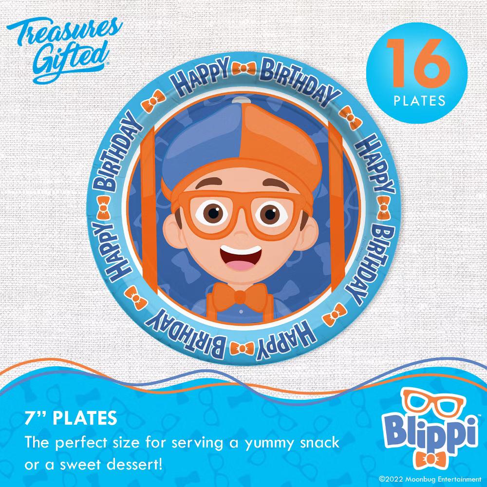 Treasures Gifted Blippi Birthday Party Tableware Classic Set for 16 Guests - Image 5