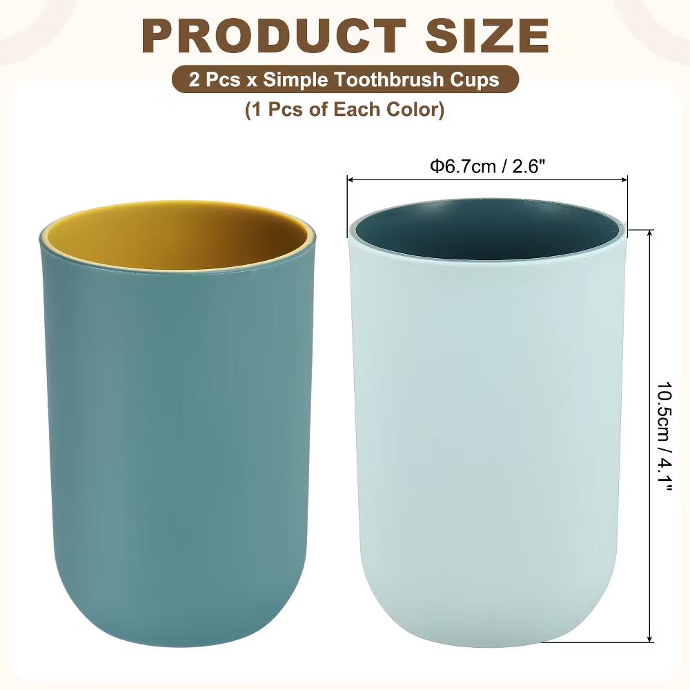 Reusable Plastic Practical Gift Toothbrush Cups 2.6 2.6 4.1 Inch 2 Pcs - Image 16