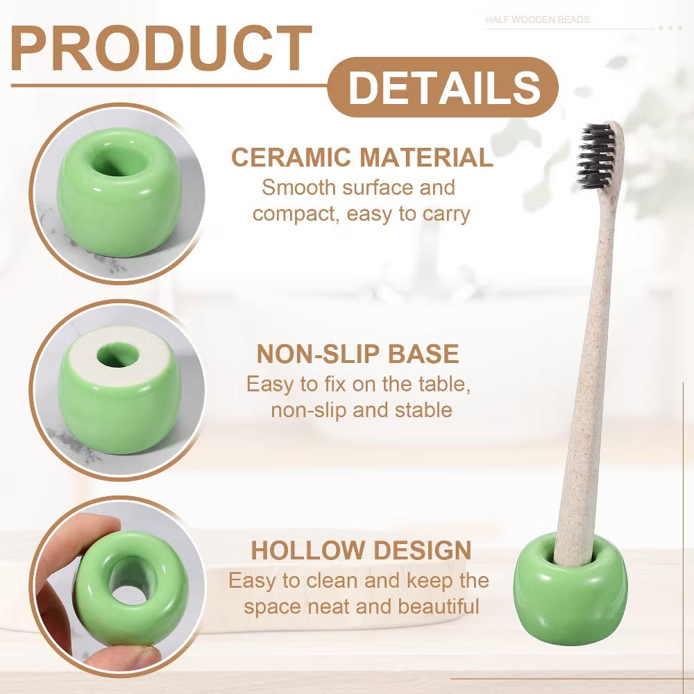 Mini Ceramics Toothbrush Holder Stands 2 Pcs - Image 10