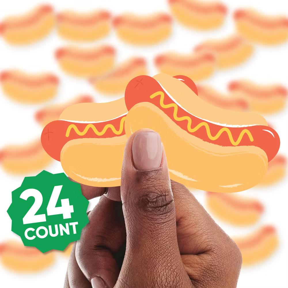 Hot Dog Dessert Cupcake Toppers, Summer Birthday BBQ Picnic Party Decor, Hot Dog Treat Picks - Set of 24 - Image 2