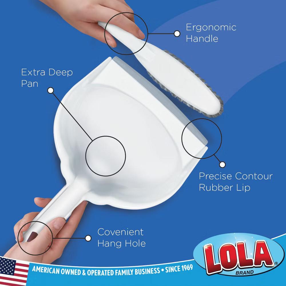 Clip On Dust Pan & Brush Set, w/ Easy Dust, Dirt & Debris Catching Rubber Lip, Flagged Fiber Bristled Brush, Hang Hole for Easy Storage - Image 8