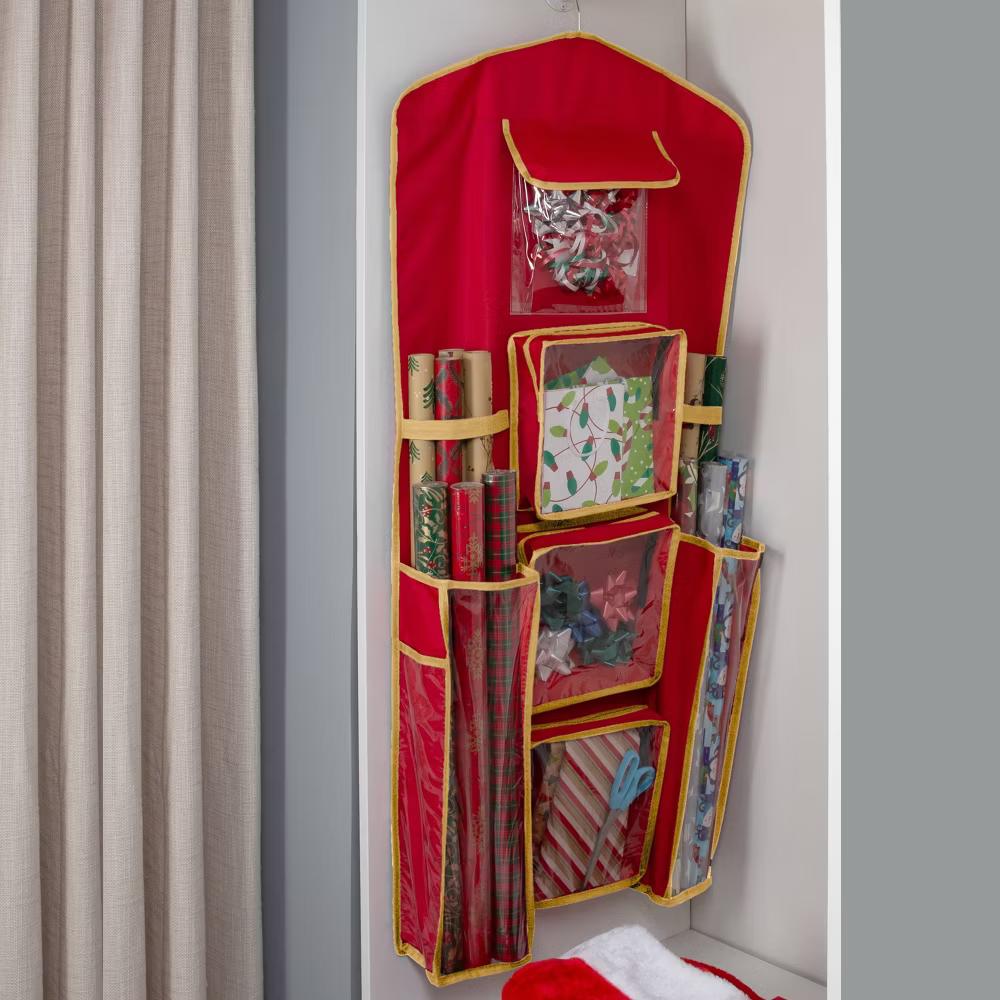 Holiday Hanging Gift Wrap Organizer with 4 Front Pockets - Simplify - Image 2