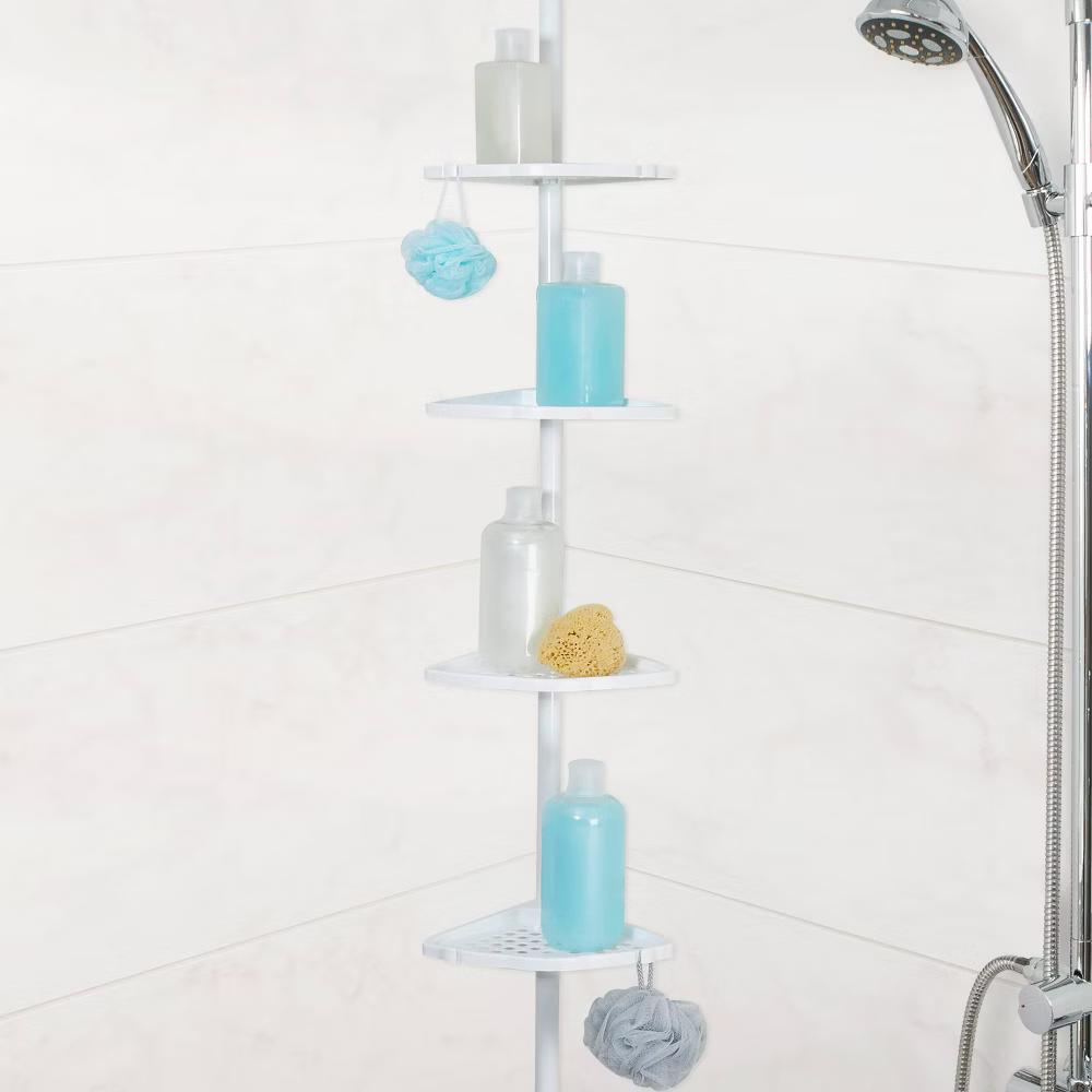 Ulti-Mate Rust Proof Aluminum Tension Shower Pole Caddy White - Better Living Products: Bathroom Organizer, Freestanding Rack - Image 4