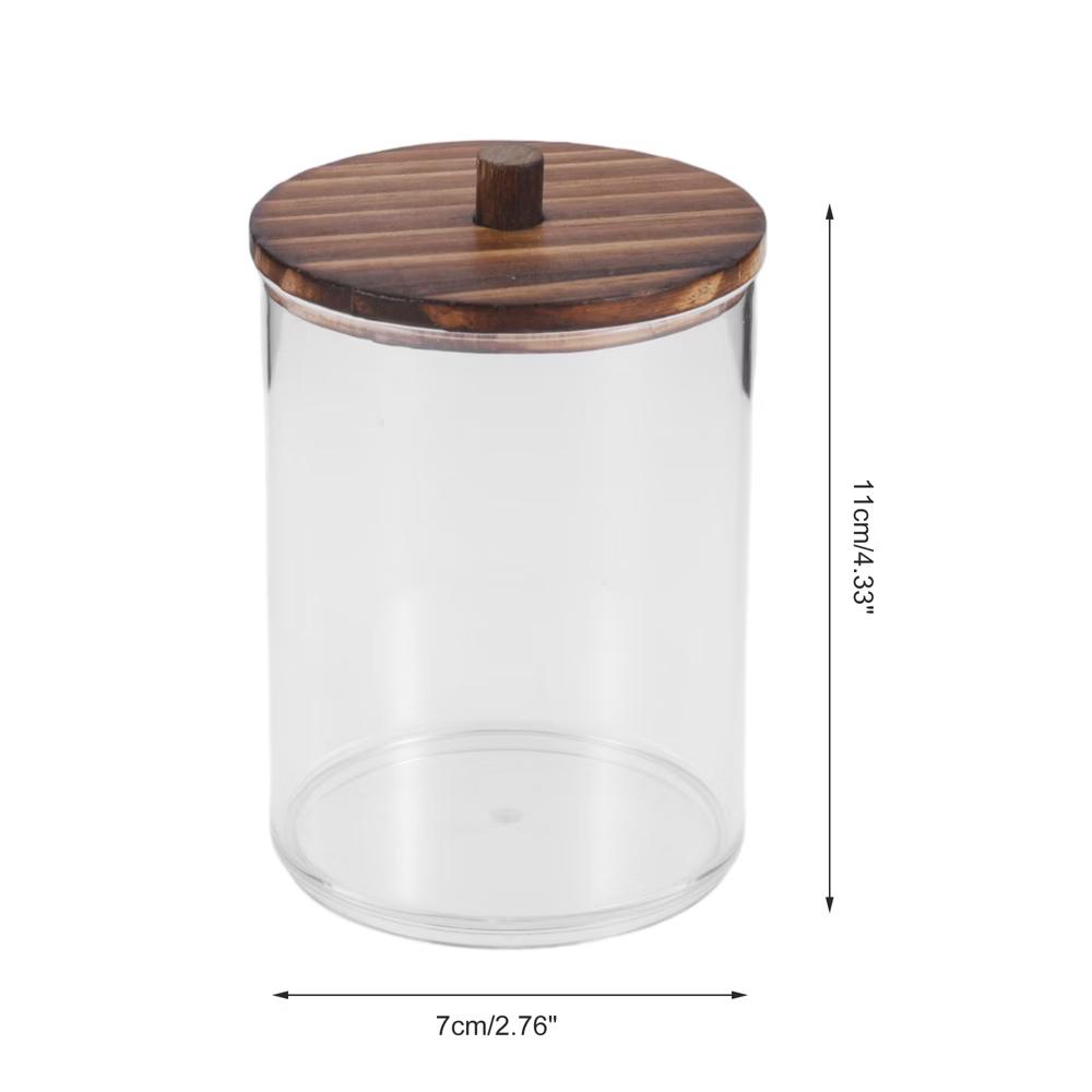 Round Cup Cylindrical Cover Acrylic Cotton Swab Holder Bathroom Transparent Dark Brown 1 Pc - Image 6