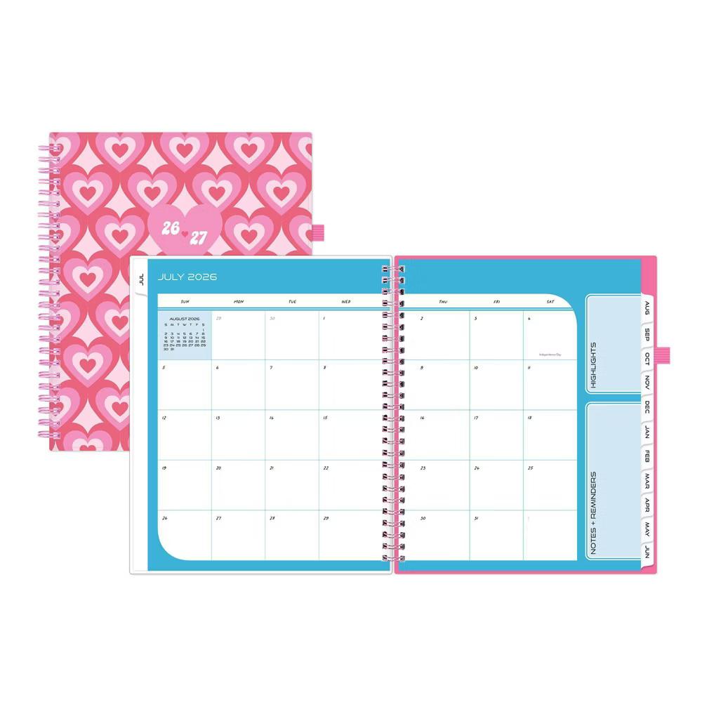 Blue Sky Your Year 7-12 Grade Weekly/Monthly Planner Wirebound 7"x9" Pink Heartsy - Image 9