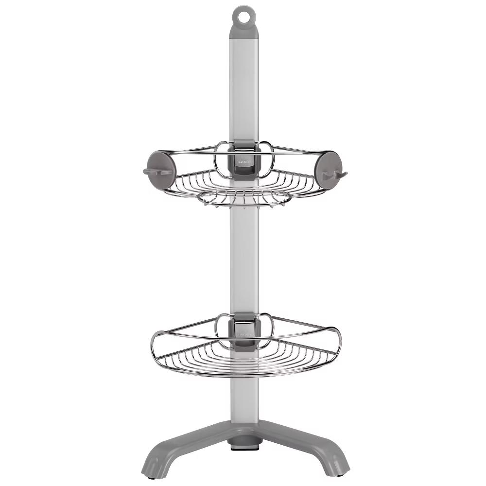 simplehuman Corner Bathroom Shower Caddy - Stainless Steel/Anodized Aluminum Silver: Freestanding Organizer Stand, 30.5" Height - Image 5