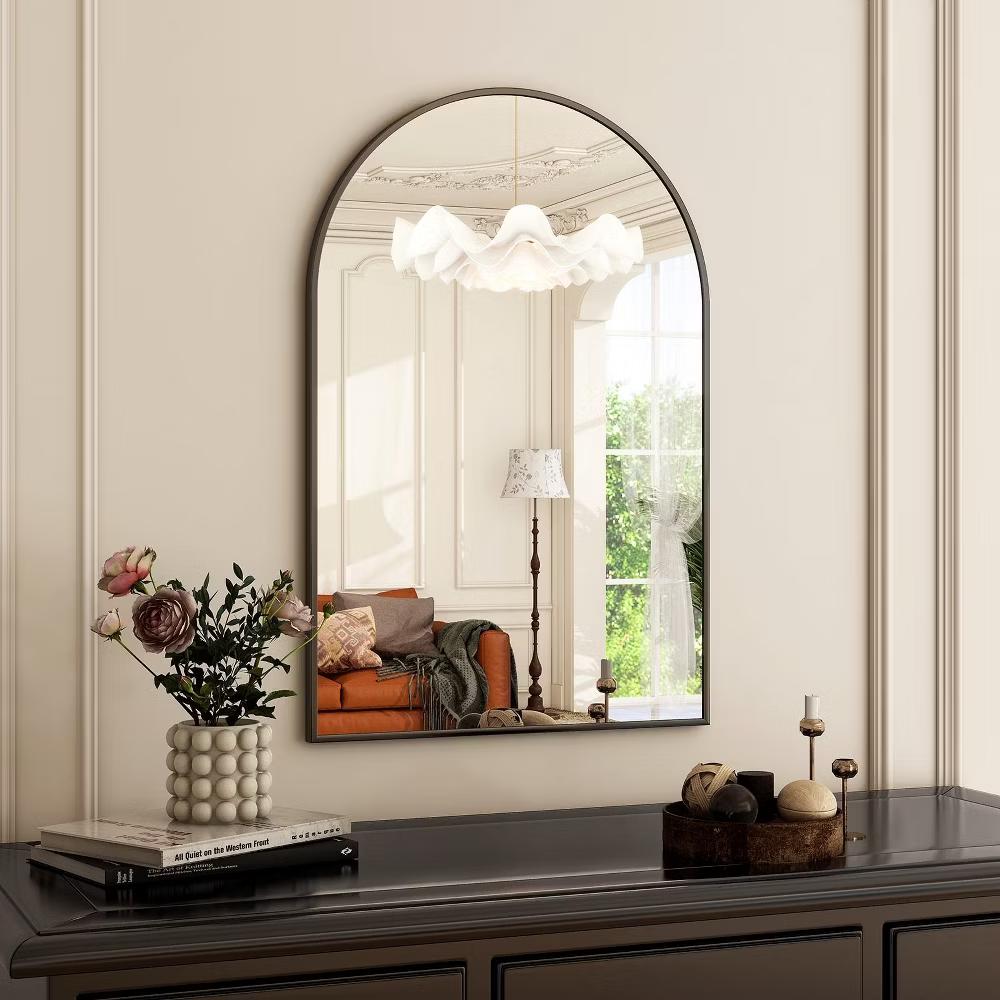 BEAUTYPEAK 16"x24" Arched Bathroom Mirror Vanity Wall Mounted Mirror, Black - Image 2