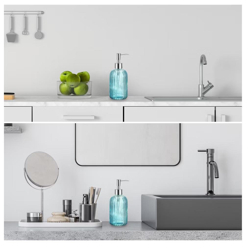Durable Glass Soap Dispenser with Silver Pump for Bathroom - Image 2