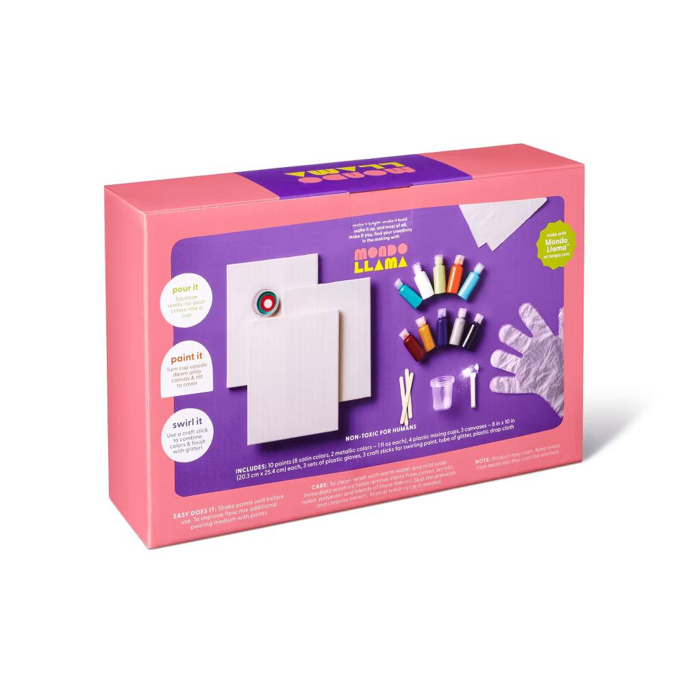 Kickin' Kaleidoscope Paint Pouring Kit - Includes Canvases, Acrylic Paint, Craft Supplies, Ages 12 - Image 3