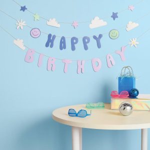 Groovy Retro Happy Birthday Banner