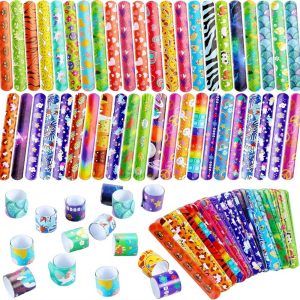 48 Pcs Slap Bracelets for Kids, Bulk Wristbands with Animals Heart, Party Favors, Classroom Prizes Birthday Exchanging Gifts Stuffers Fillers