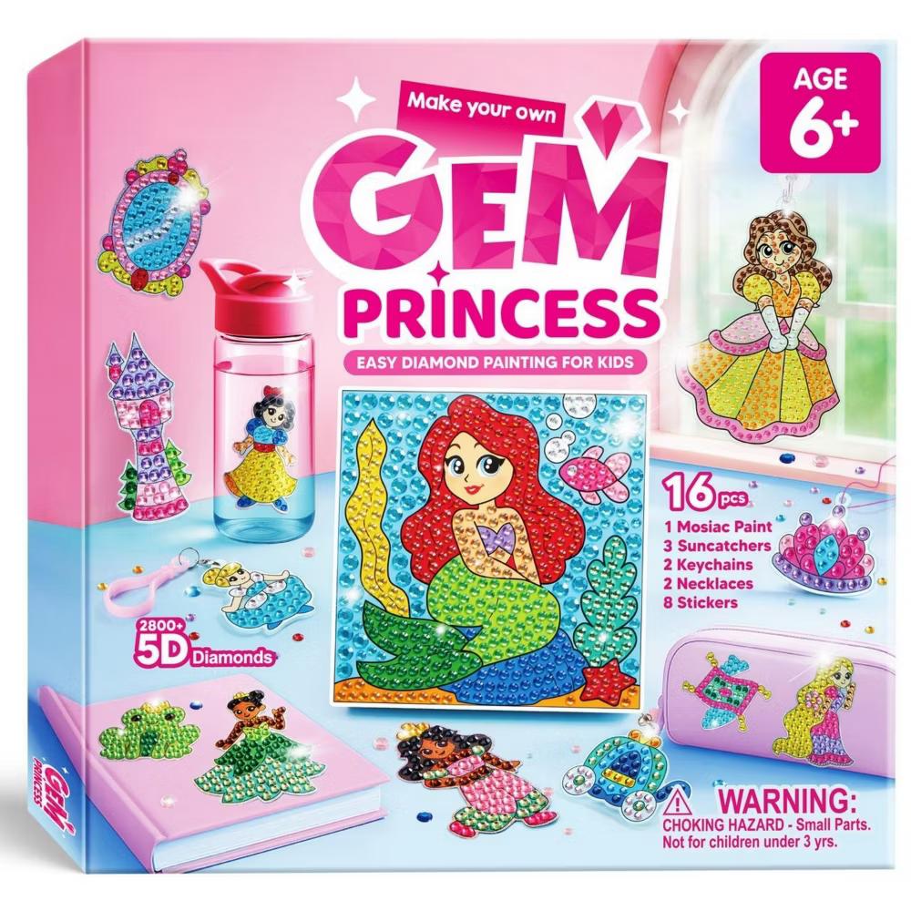 16 Pcs Gem Art Kit for Kids - 2 Styles, Diamond Painting Craft with 5D Gem, Arts & Crafts DIY Kit, Birthday Christmas Gift for Girls Ages 6-12 - Image 11