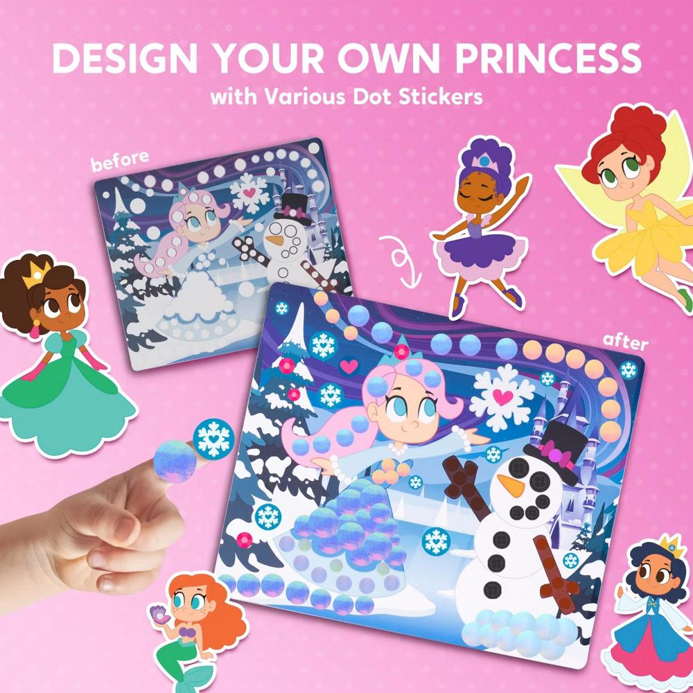 Unicorns Princess Dot Art Paper Craft Kit for Girls Age 3-8 No Mess DIY Stickers Kids School Arts Supplies Christmas Gifts Birthday Party favors - Image 5
