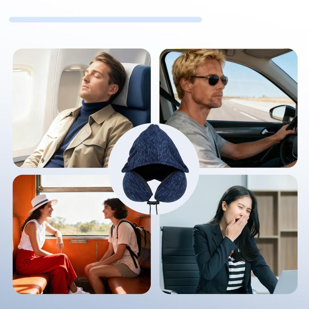 Travel Neck Pillow with Extra Large Hood 1 Set - Image 4