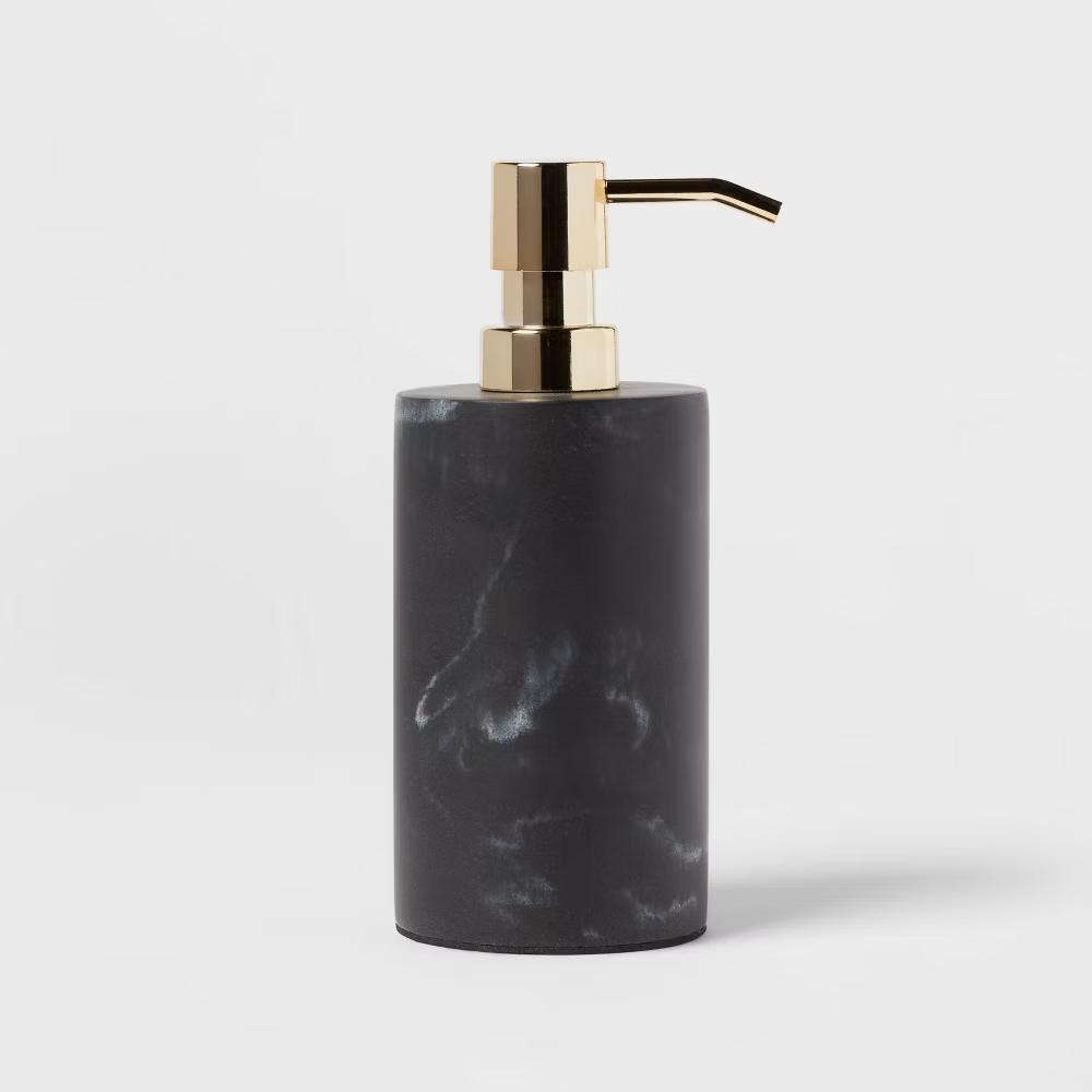 Marble Soap Pump Black - Resin Bathroom Dispenser, Refillable, Spot Clean, 250ml Capacity - Image 2