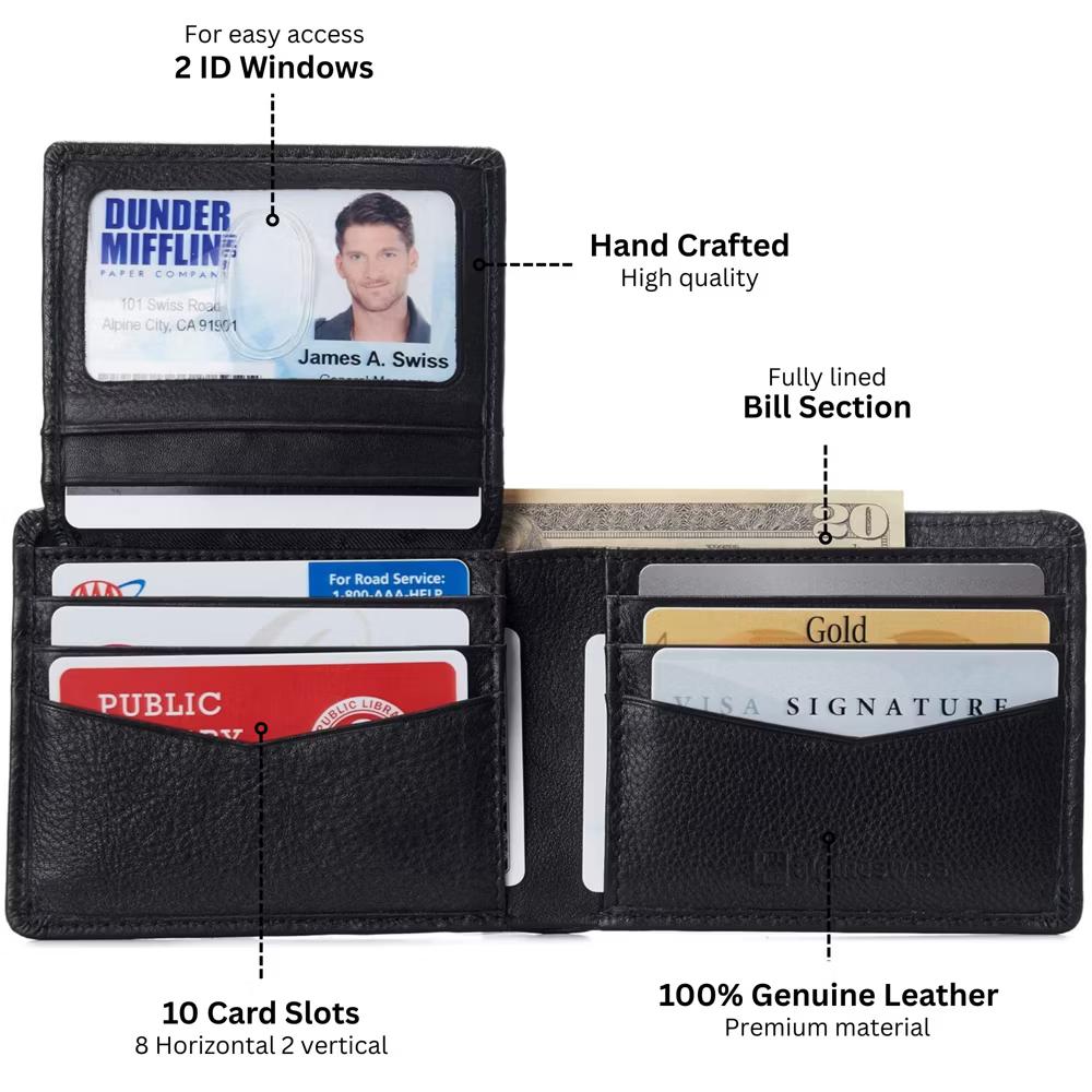 Alpine Swiss Connor Executive Bifold Wallet | Business Passcase for Men | Premium Leather | Dual ID Windows | RFID Blocking | Gift Box Included - Image 7