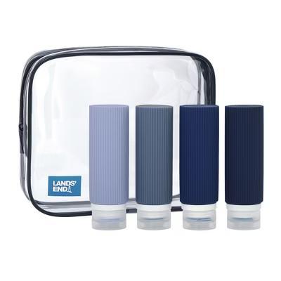 Lands' End Travel Bottle Set 3-Piece, 90 ML Travel Size Silicone Travel Bottles with Clear Container Bag (Navy Multicolor) - Image 2