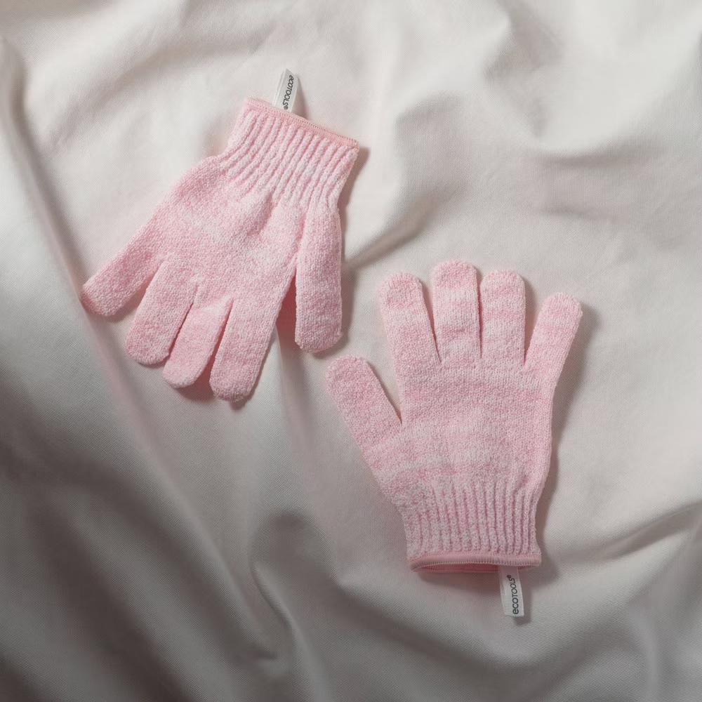 Exfoliating Bath Shower Gloves - Pink: Body Application Whole Body, 2 Pieces - Image 3
