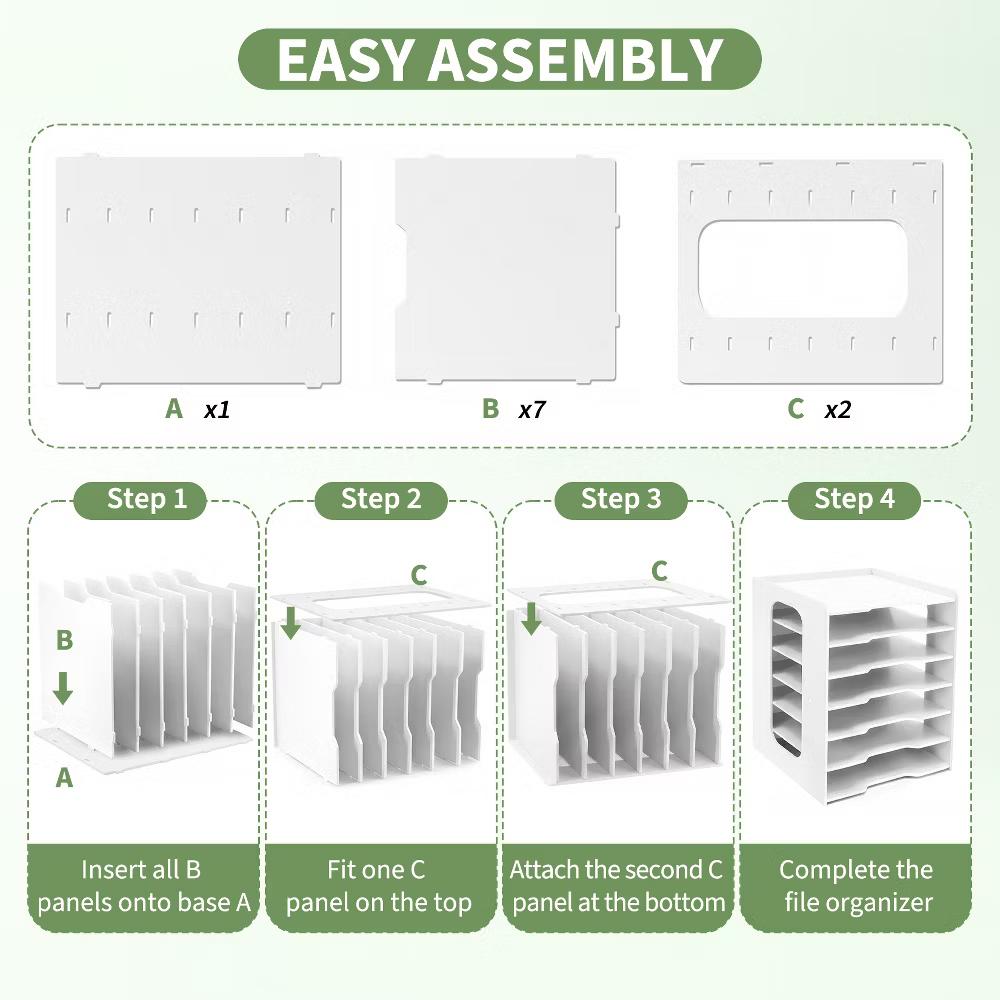 Multi-Layer Desktop File Organizer, Adjustable A4 Paper Storage Rack, Waterproof PVC Wood Plastic Board, Office Desk Folder Holder - Image 19