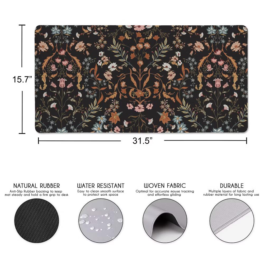 Sweet Jojo Designs Girl Large Mouse Pad Desk Mat Boho Floral Wildflower Black and Orange - Image 6