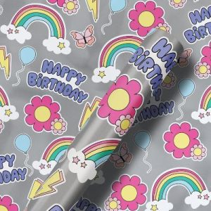 20 Sq Ft Happy Birthday Icon Wrapping Paper