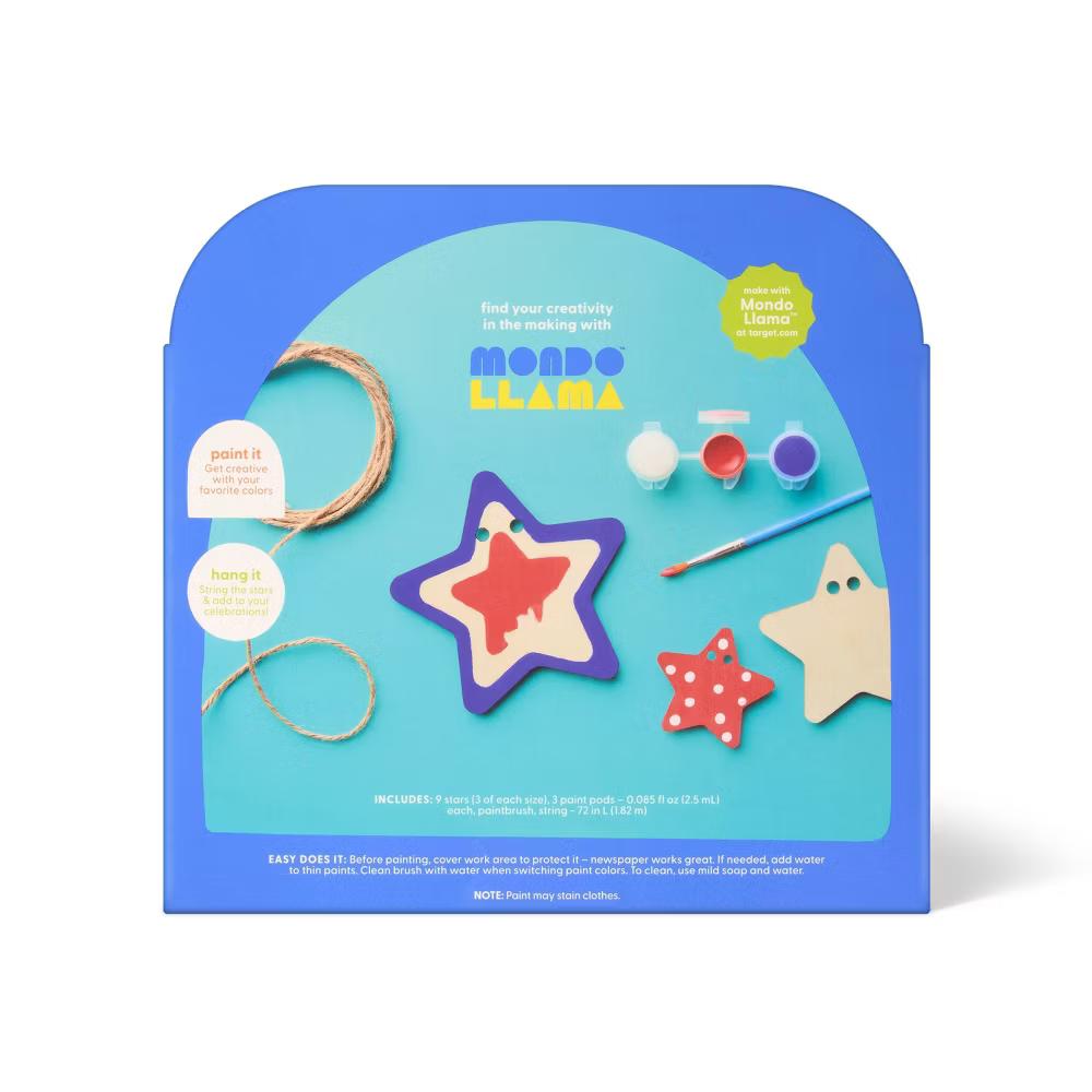 4th of July USA Craft Wooden Stars Garland Painting Activity Kit - Image 2