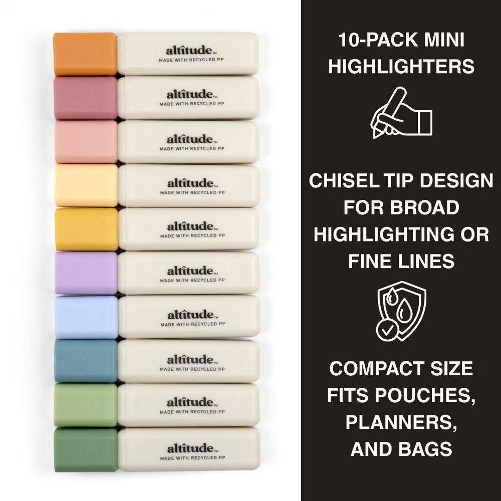 10pk Mini Highlighters - Chisel Tip, Multicolor Ink, 5.0mm Tip - Image 4