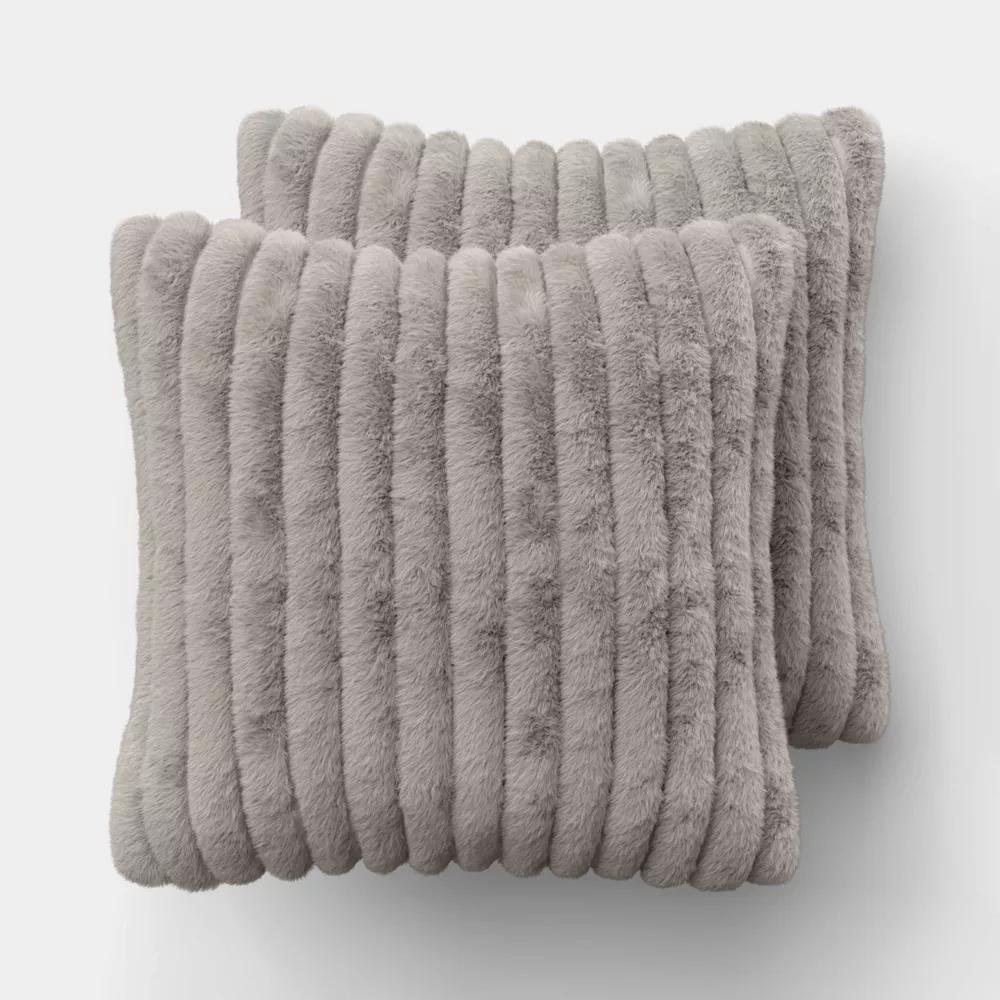 2pk Ribbed Faux Fur Toss Pillows - Image 6