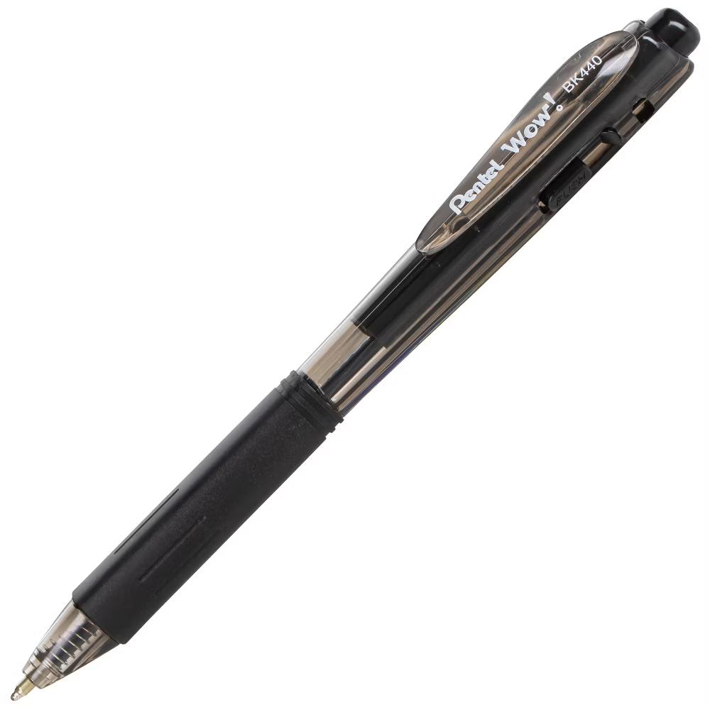 8pk Wow! Ballpoint Pens 1mm Black/Blue/Red: Retractable Click Pens for Art & Office, 8 Pack