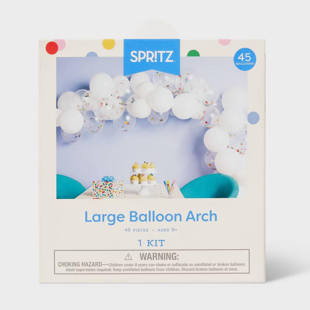 45ct Large Balloons Garland Arch with Confetti White - Image 2