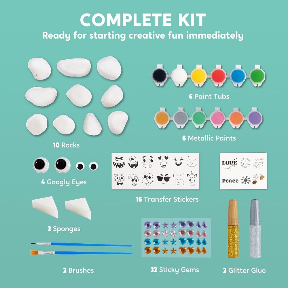 10 Pcs Rock Painting Craft Kit for Kids, Creative DIY Arts & Crafts for Kids Age 6-12, Toddler Birthday Gifts, Easter Painting Activity - Image 4